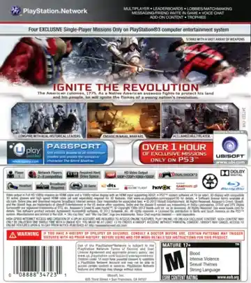 Assassin's Creed III (USA) (v2.04) (Disc) (Update) box cover back